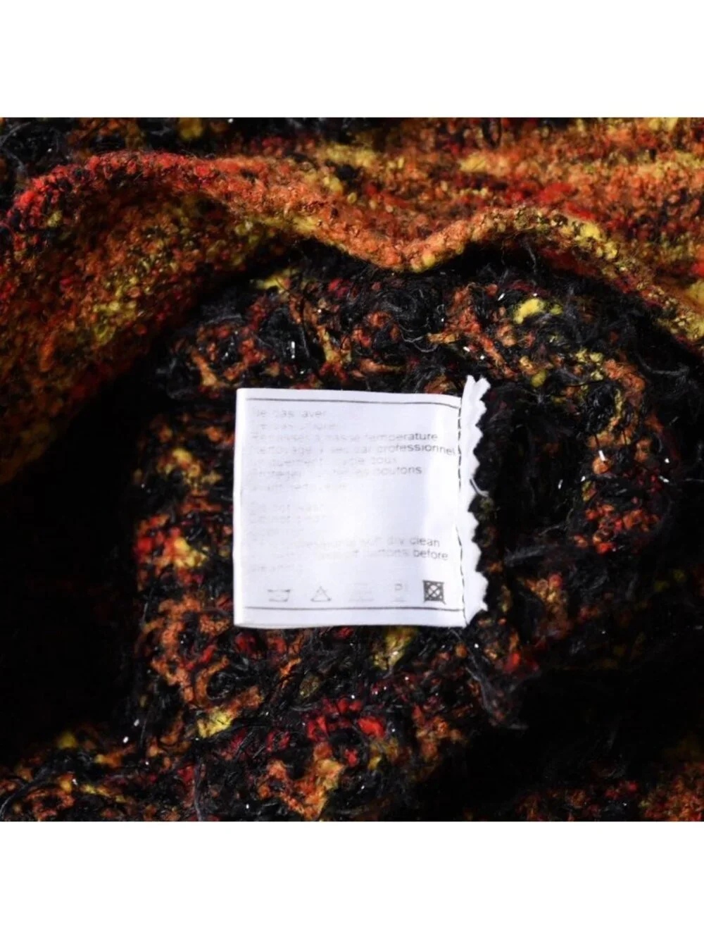 Chanel V-neck Knit Sweater CC Logo Multicolor Wool